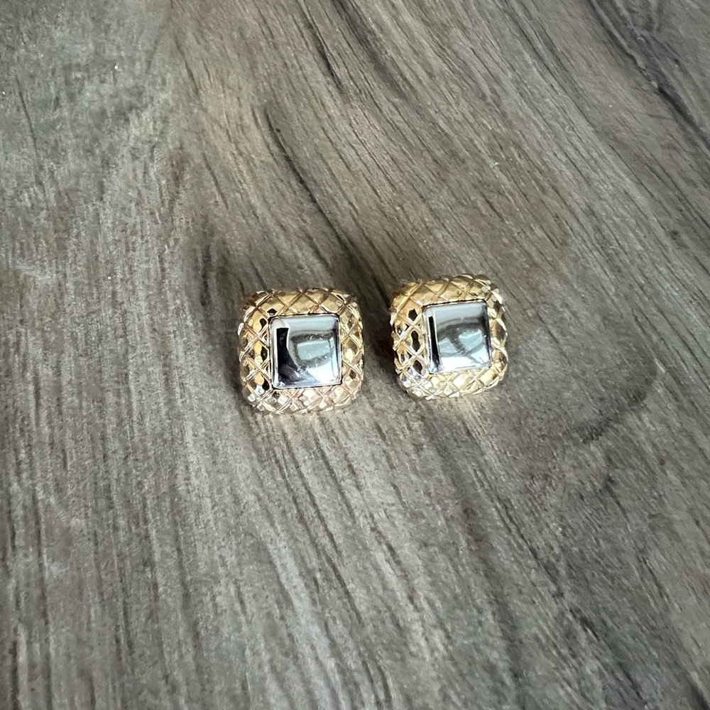 Vintage Liz Claiborne Two-Tone Square Earrings